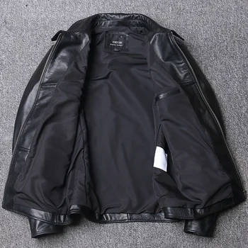 2022 New Black Mäkkej hovädzej kože Bunda pánske Originálne Kožené Kabát Otec je Kožená Bunda Plus Veľkosti Mužskej Kožené Oblečenie Veľkosti S-5XL