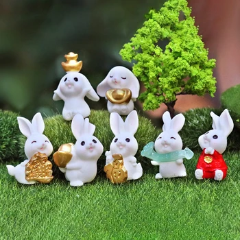 2023 Nový Rok Darček Figúrky Miniatúrne Roztomilý Králik Micro Krajiny Ozdoby Pre Domáce Dekorácie Kawaii Zvierat Bunny Stôl Dekor