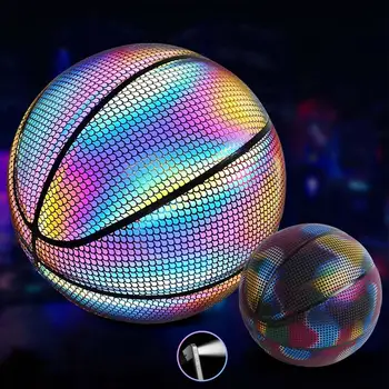 Aldult H olographic Basketbal Žiariace Reflexné Basketbal Svetelný Basketbal Č.7 Za Noci Športovej Prípravy Deti Darčeky