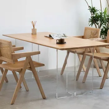 Nordic nové akryl plávajúce tabuľka Reštaurácia, kaviareň Nábytok Tvorivé Tuhé Jedlo Dreva Rameno Stoličky