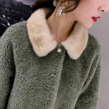 Noriek Kožušiny Golier Vlna Bunda Reálne Kožušinový Kabát Na Jeseň Zimný Kabát Ženy Oblečenie 2020 Kórejský Streetwear Ovce Shearling Abrigo Mujer