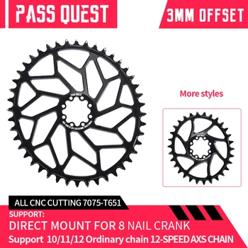 PREJSŤ QUEST GXP 3 mm Offset Direct Mount Road Bike AXS OVÁLNE, Úzky, Široký Prevodníku 28T-44T Chainwheel ČIERNA