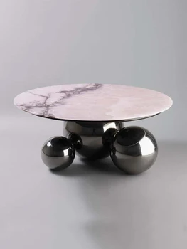 Taliansky ľahké luxusnom štýle mramoru kolo čaj stôl dizajnér Nordic malých rodinných obývacia izba jednoduché moderné tvorivé čaj tabuľka